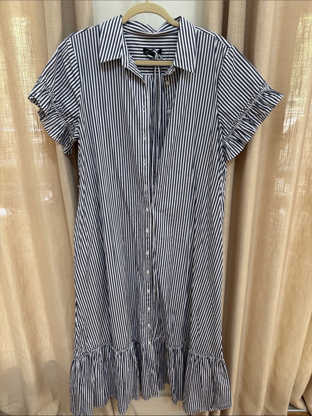 J crew poplin ruffle shirt dress